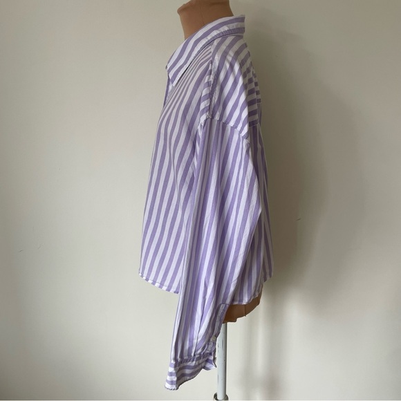 Xirena Morgan Amethyst Stripe Purple White Cotton Poplin Button Down Shirt EUC M - Picture 5 of 12